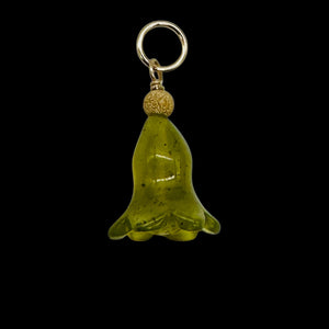 Jade Lily Flower 14K Yellow Gold Filled Pendant | Green | 1" Long |