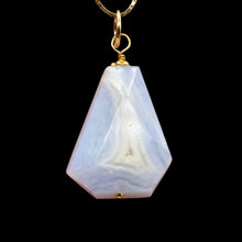 Load image into Gallery viewer, Chalcedony Druzy Designer Cut Sterling Silver Pendant | 1 1/4&quot; Long | Blue |
