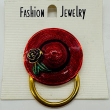Load image into Gallery viewer, Society Designer Hat Brooch | 56x42x15mm | Sparkling Red | 1 Brooch |
