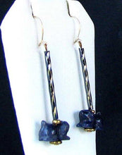 Load image into Gallery viewer, Hand Carved Sodalite Dog Puppy and 14Kgf Earrings 6142
