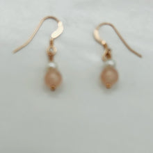 Load image into Gallery viewer, Morganite AA A Beads Rose Gold Earrings | 1" Long | 1 Pair |
