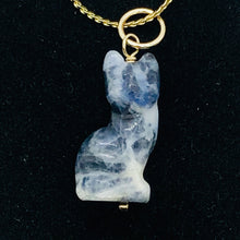 Load image into Gallery viewer, Kitty Cat Sodalite Pendant Necklace|Semi Precious Stone Jewelry|14k Pendant|
