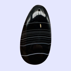 Sardonyx Large Designer Teardrop Pendant Bead| 64x33x6mm| Black, White| 1 Bead |