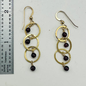 Rhodolite Garnet Dangling 14K Gold Filled Earrings | 2 inches long |