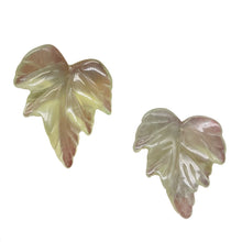 Load image into Gallery viewer, Carved Serpentine New Jade Leaf Bead Set | 27x24x4mm | 2 Beads |
