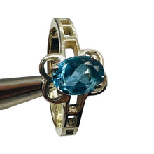 Load image into Gallery viewer, Blue Topaz Sterling Silver Ring Size 7 Natural Square Gemstone USA
