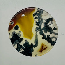 Load image into Gallery viewer, Limbcast Moss Agate Disc Pendant Bead | 33x2mm | Orange, White | 1 Bead |
