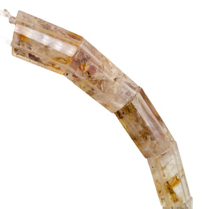 Gold Rutilated Quartz Rectangular Bead Strand | 23x15x7mm| Clear Gold| 19 Beads|