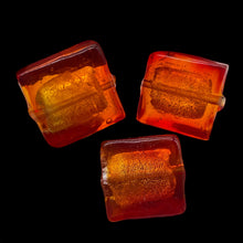 Load image into Gallery viewer, Flame Red Lampwork Glass Silver Foil Focal Beads | 20x20x6mm | 3 Beads |
