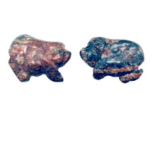 Load image into Gallery viewer, Piggies 2 Carved Leopard Skin Jasper Pig Beads | 23x16x11mm | Pink and black
