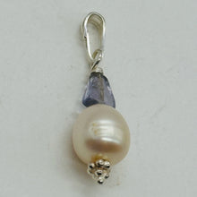 Load image into Gallery viewer, Iolite, Fresh Water Large Pearl Sterling Silver Drop Pendant | 1&quot; Long |
