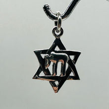 Load image into Gallery viewer, Star of David and Chai Sterling Silver Pendant Charm 1&quot; Long| Silver| 1 Pendant|
