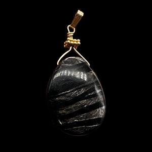 Hypersthene Briolette 14K Gold Filled Goddess Wire Wrap Pendant | 1 3/4" Long |