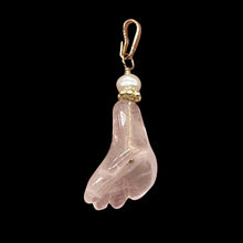 Load image into Gallery viewer, Rose Quartz Lily Flower and Pearl 14K Gold Filled Pendant | 1&quot; Long |
