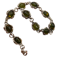 Load image into Gallery viewer, Amber Sterling Silver Bezel Set 8x6mm Stones | 7 1/2&quot; Long | Green | 1 Bracelet|
