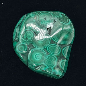 Malachite 46g Polished Gemstone FreeForm Worry Stone| 42x9mm| Green| 1 Specimen|