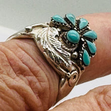 Load image into Gallery viewer, Turquoise Native Design Sterling Silver Ring | Size 7 | Blue, Silver | 1 Ring |
