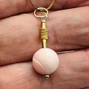 Pink Peruvian Opal Matte Finish Drop Bead Pendant | Pink | 1" Long |