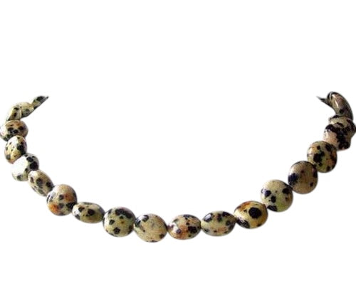 Rare Dalmatian Jasper Coin Bead 8 inch Strand 008459C