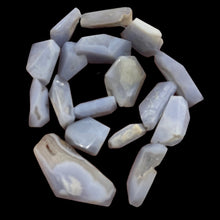 Load image into Gallery viewer, Drusy Blue Chalcedony 100g Quadrilateral Strand| 40x25 to 22x18mm | Blue, White
