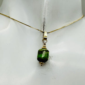 Gaspeite AAA 14K Gold Filled Pendant | 3/4" Long | Green, Brown |