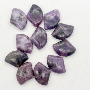 Natural Lepidolite Fan Bead Half-Strand | 25x18x6mm | Purple | Fan | 11 beads |