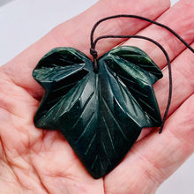 Load image into Gallery viewer, Jasper Carved Pendant Leaf Bead | 50x50x9mm | Dark Green | 1 Bead |
