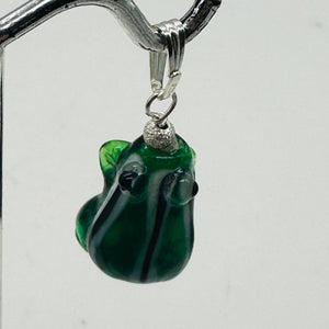 Lampwork Frog Sterling Silver Frog Pendant | 1" Long | Green | 1 Pendant |