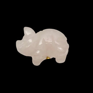 Hand Carved Pink Rose Quartz PIGGY Figurine | 21x13x9.5mm | Pink