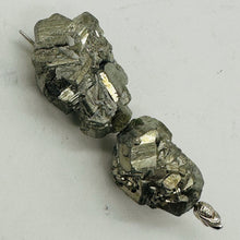 Load image into Gallery viewer, Pyrite Crystal Nugget Beads | 28x19x15mm to 29x17x16mm | Silver Gold | 2 Beads |

