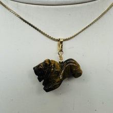 Load image into Gallery viewer, Lion Tiger's Eye Pendant Necklace | Semi Precious Stone Jewelry | 14k gf Pendant
