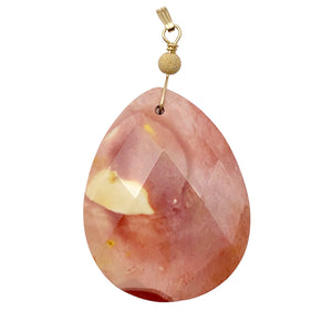 Mookaite Faceted Teardrop 14K Gold Filled Pendant | 2 1/2" Long | Pink White |