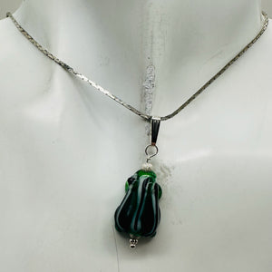 Lampwork Frog Sterling Silver Frog Pendant | 1" Long | Green | 1 Pendant |