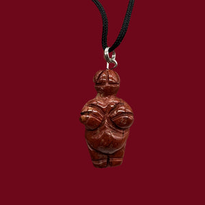 Brecciated Jasper Stone Goddess Pendant Necklace | 3/4' Long | Red | 1 Pendant |