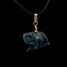 Load image into Gallery viewer, Adorable! Carved Onyx Panda Bear 14Kgf Pendant | 19x14x10mm (Panda) 4mm (Bail Opening) | Black
