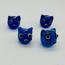 Load image into Gallery viewer, Kitty Cat Ceramic Round Beads | 15mm | Midnight Blue | 4 Beads |
