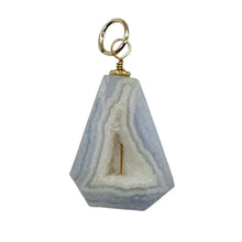 Load image into Gallery viewer, Chalcedony Druzy Designer Cut Sterling Silver Pendant | 1 1/4&quot; Long | Blue |
