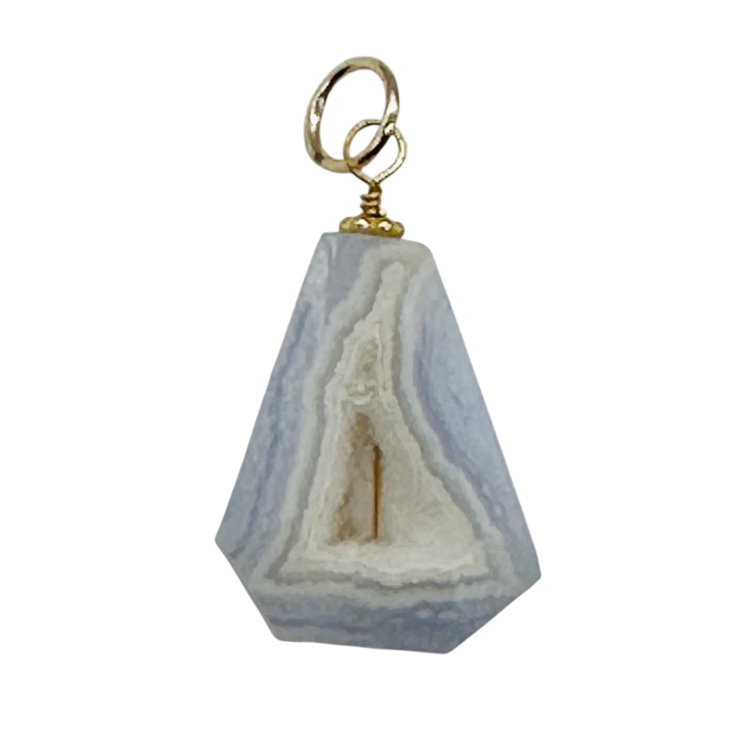 Chalcedony Druzy Designer Cut Sterling Silver Pendant | 1 1/4