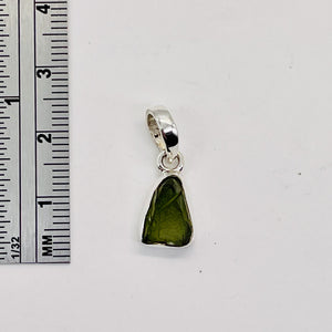 Moldavite 8.31ct Sterling Silver Triangle Pendant | 3/4" Long |Green| 1 Pendant|