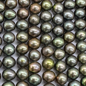 Fresh Water Pearls 16" Strand Round Pearls | 7mm | Golden Green | 1 Strand |