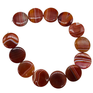 Red Sardonyx Agate Coin Pendant Bead 8" Strand (7 Beads) 5677HS