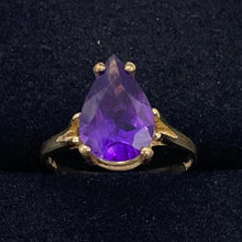 Load image into Gallery viewer, Amethyst Pear Cur 10K Yellow Gold Ring | Size 6.75 | Purple | 1 Ring |
