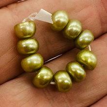 Load image into Gallery viewer, Dubai Pistachio Fresh Water Pearl Parcel | 7x5mm | Green } 10 Pearls |
