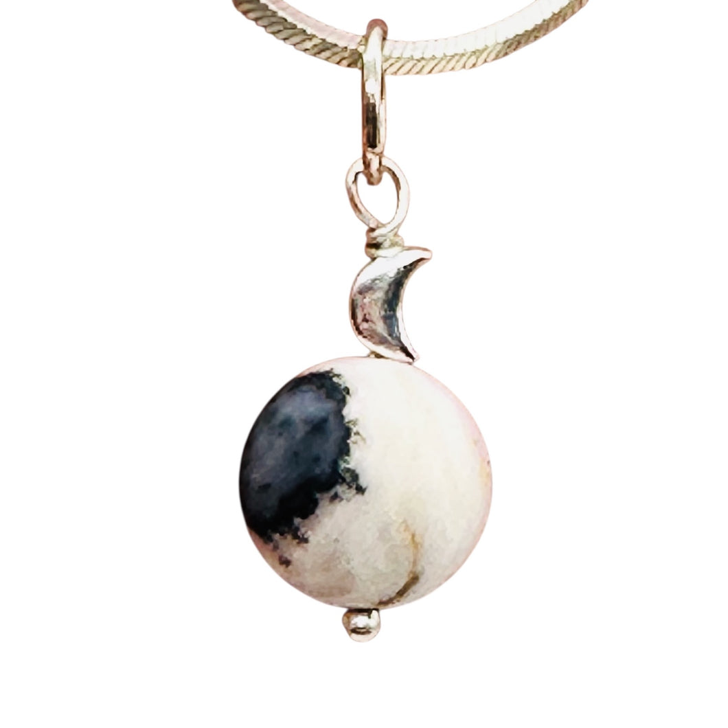 Pink Peruvian Opal Matte Finish Drop Pendant | Pink, Black | 1 1/4