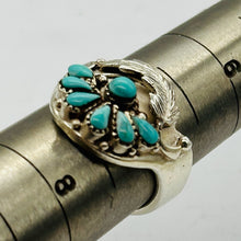 Load image into Gallery viewer, Turquoise Native Design Sterling Silver Ring | Size 7 | Blue, Silver | 1 Ring |

