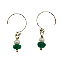 Load image into Gallery viewer, Emerald AAA Gemstone Earrings with 14K Yellow Gold Filled Findings| 3/4" Long |
