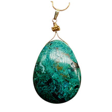 Load image into Gallery viewer, USA Natural Chyrsocolla 14K Gold Filled Pendant | Green, Blue | 2 1/4&quot; Long |
