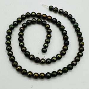 Fresh Water Pearls 16" Strand Round Pearls | 6mm | Dark Green, Red | 1 Strand |