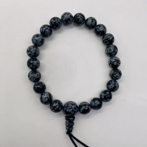 Snow Flake Obsidian 7" Strung Strand Round | 8mm | Black White | 21 Beads