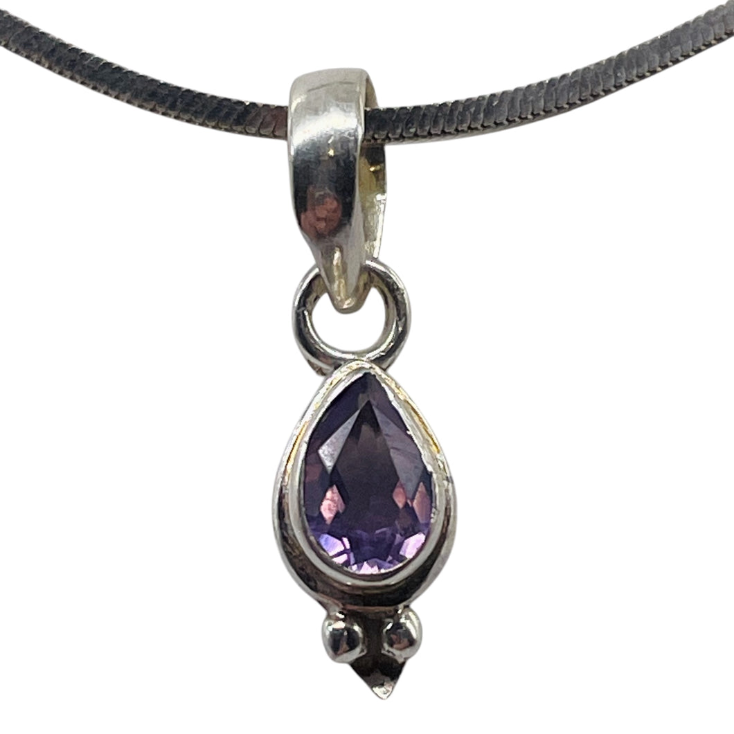 Amethyst Sterling Silver Drop Pendant | 3/4